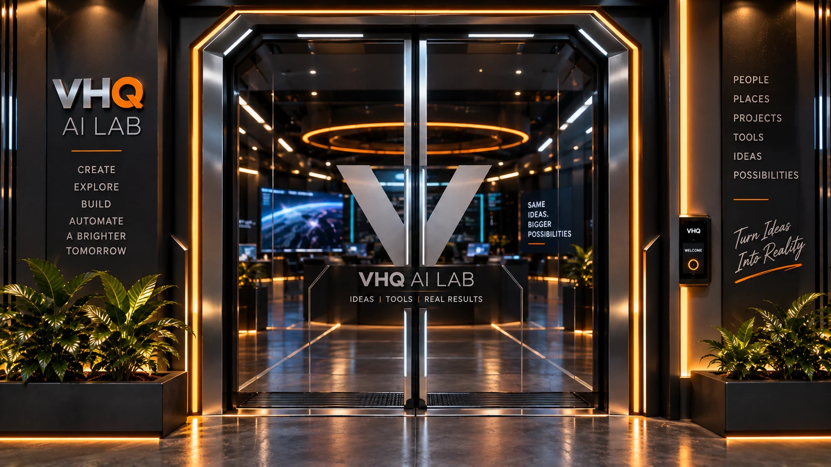 VHQ AI LAB AI Lab entrance doors