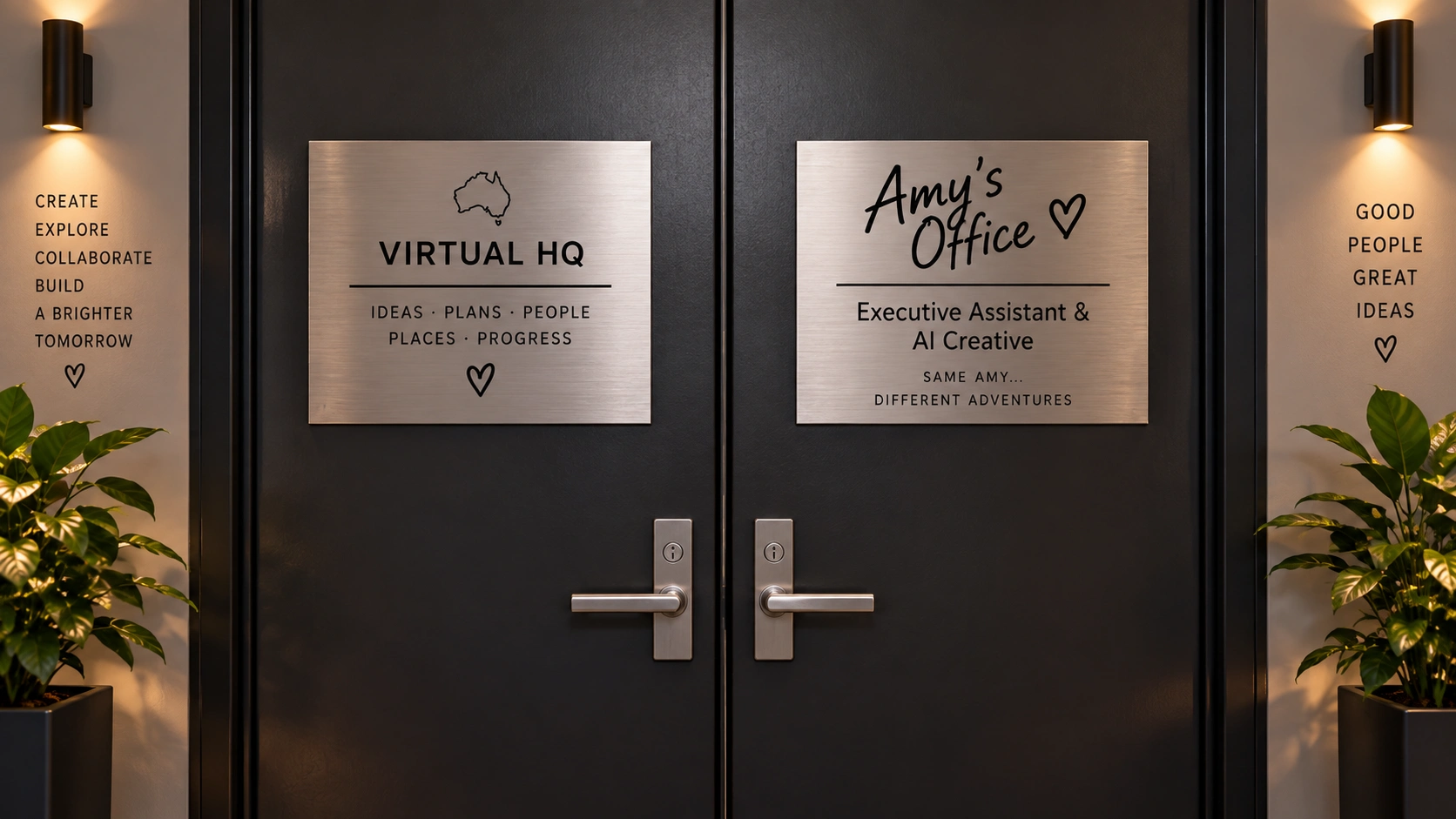 Amy’s closed double office doors
