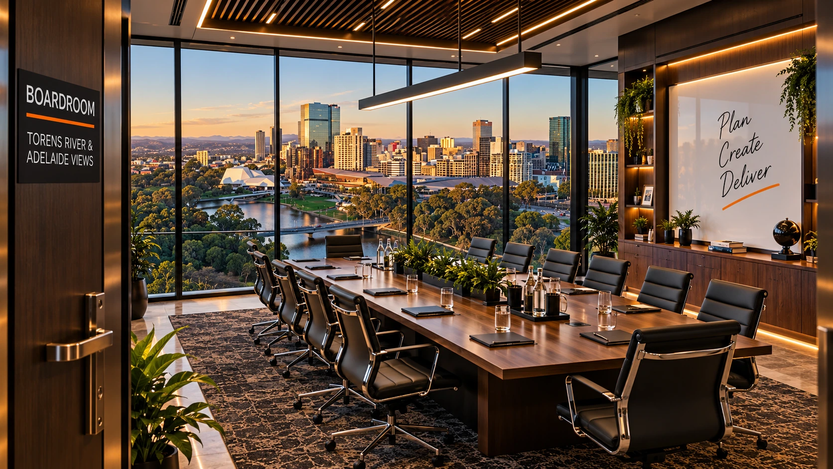 David’s boardroom overlooking Adelaide